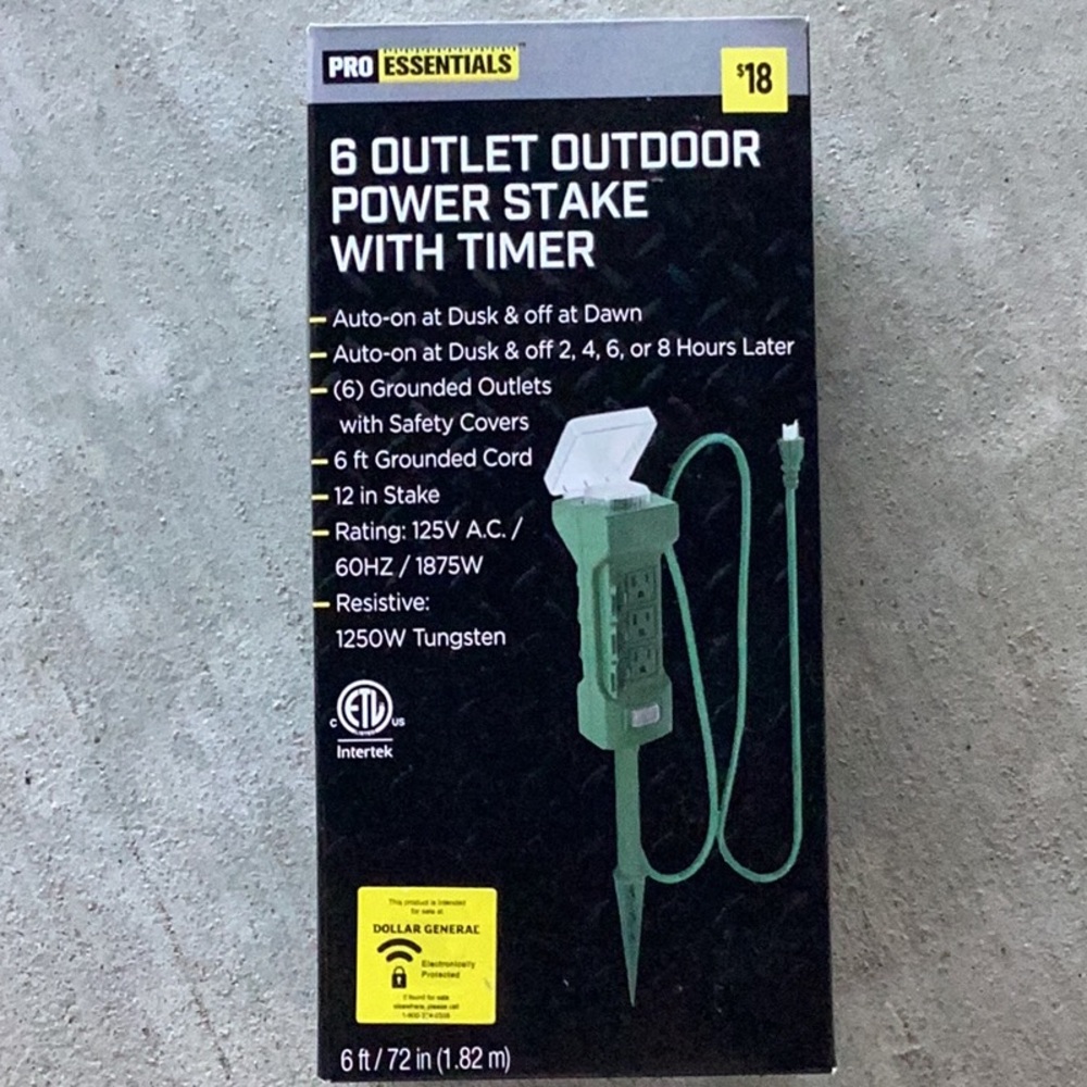 Pro Essentials 6 Outlet Outdoor Power Stake with Timer